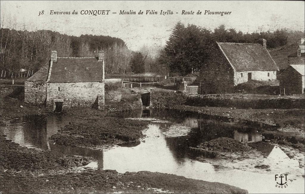 Le moulin de Vilin-Izella sur la commune de Trébabu dans les années 1900.