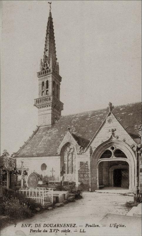 L'église Saint-Cadoan de Poullan-sur-Mer au début des années 1900.