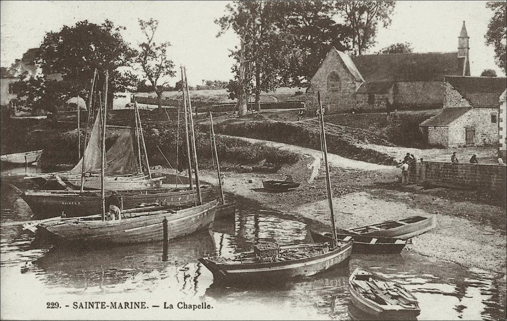 La chapelle Sainte-Marine sur la commune de Combrit au début des années 1900.