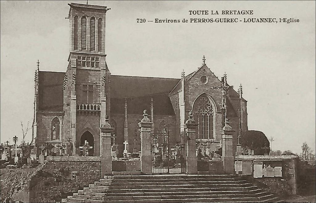 L'église saint Yves sur la commune de Louannec au début des années 1900.