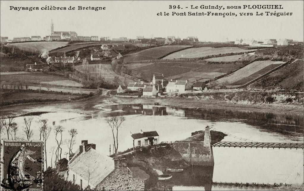 La rivière de Tréguier au niveau de la commune de Plouguiel au début des années 1900.