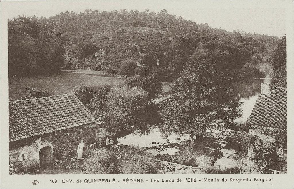 Les bords de l'Ellé sur la commune de Rédené au début des années 1900.