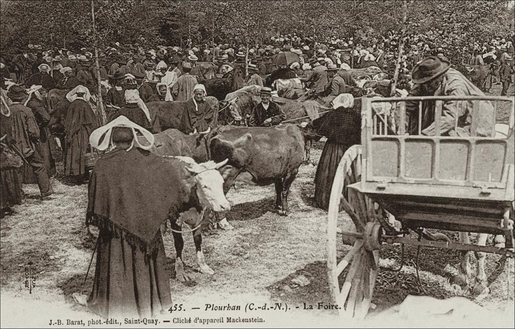 Un jour de foire sur la commune de Plourhan au début des années 1900.