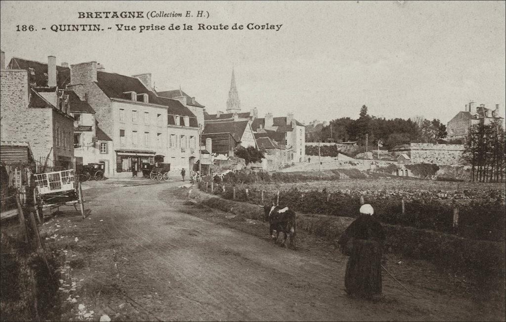 Le bourg de Quintin au début des années 1900.