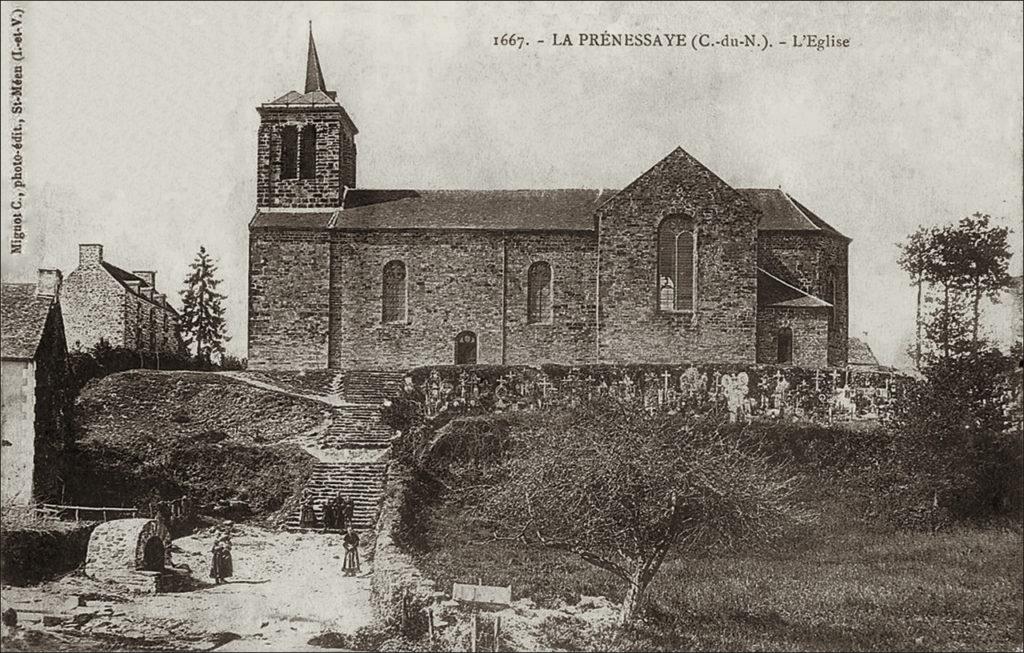 L'église Saint-Jean-Baptiste sur la commune de La Prénessaye au début des années 1900.