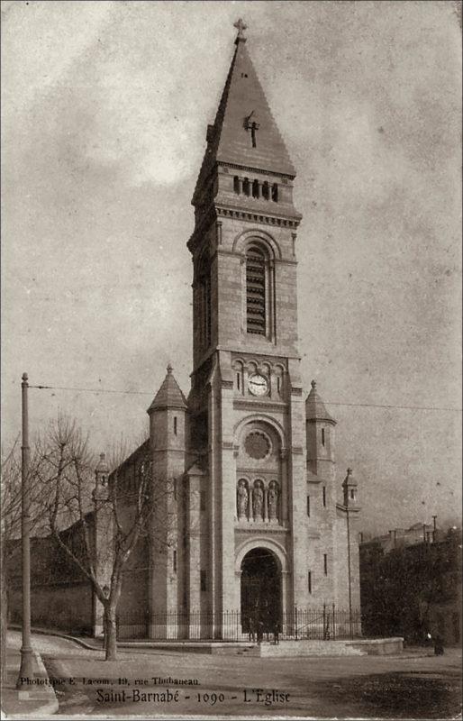 L'église Saint-Barnabé sur la commune de Saint-Barnabé au début des années 1900.