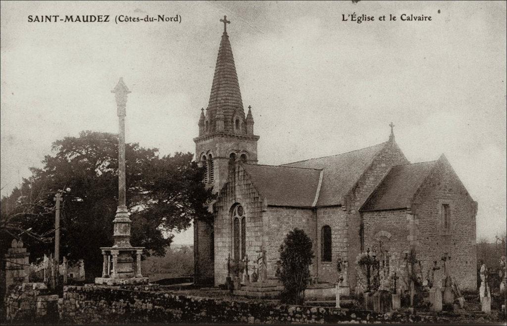 L'église Saint-Maudez sur la commune de Saint-Maudez au début des années 1900.