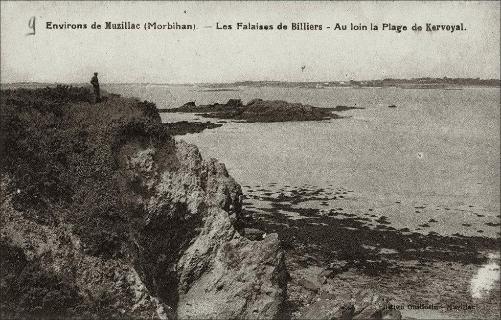 Vue des falaises de Billiers au début des années 1900.