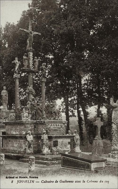 Le calvaire du bourg de Guéhenno au début des années 1900.