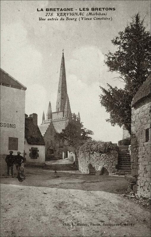 L'entrée du bourg de Kervignac au début des années 1900.