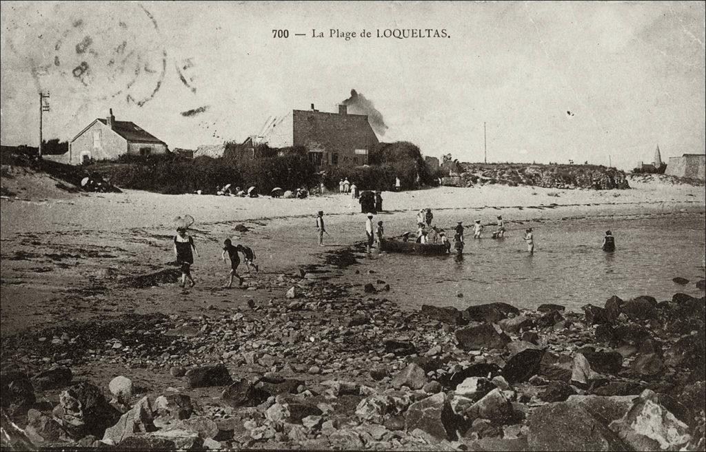 La plage de Locqueltas au début des années 1900.