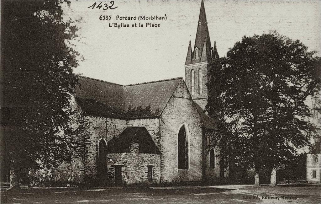 L'église Notre-Dame dans le bourg de Porcaro au début des années 1900.