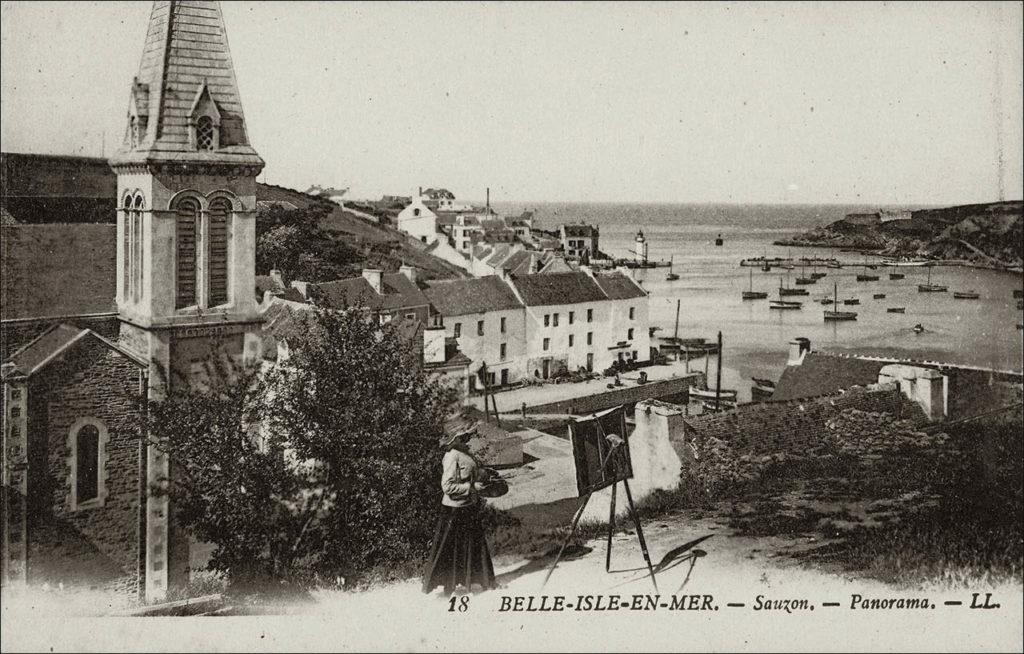 Panorama du port de Sauzon à Belle-Île-en-Mer au début des années 1900.