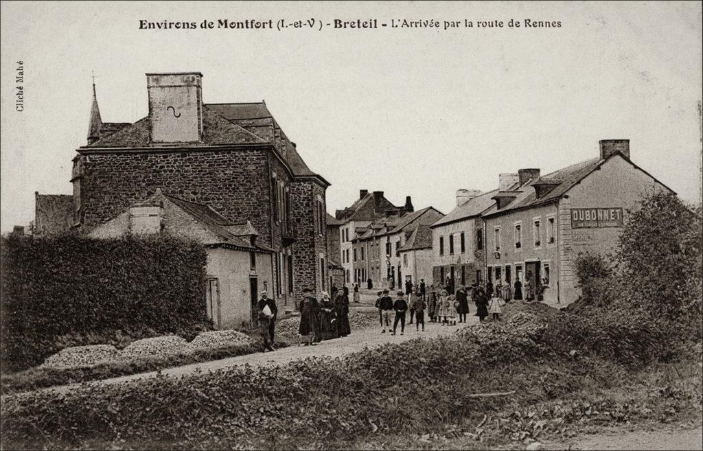 L'entrée du bourg de Breteil au début des années 1900.