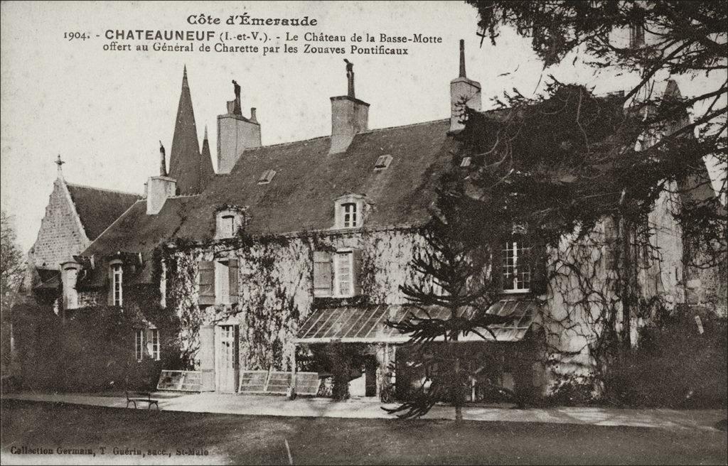 Le château de la Basse-Motte sur la commune de Châteauneuf-d'Ille-et-Vilaine au début des années 1900.