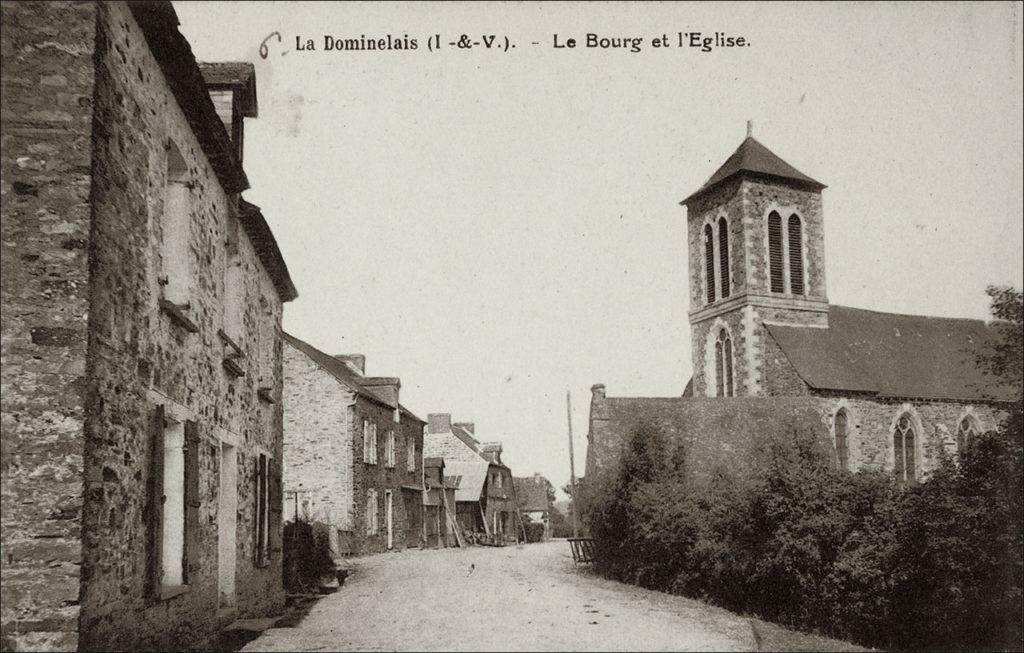 L'église Saint-Nicolas dans le bourg de La Dominelais au début des années 1900.