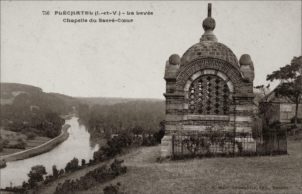 La chapelle du Sacré-Cœur sur la commune de Pléchâtel au début des années 1900.