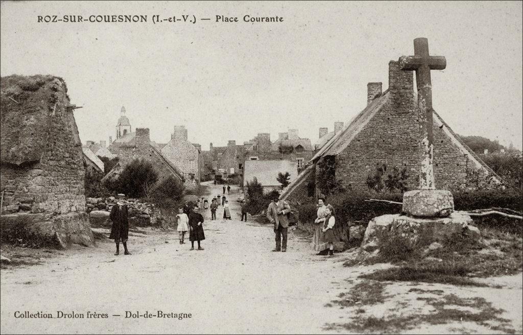 L'entrée dans le bourg de Roz-sur-Couesnon au début des années 1900.