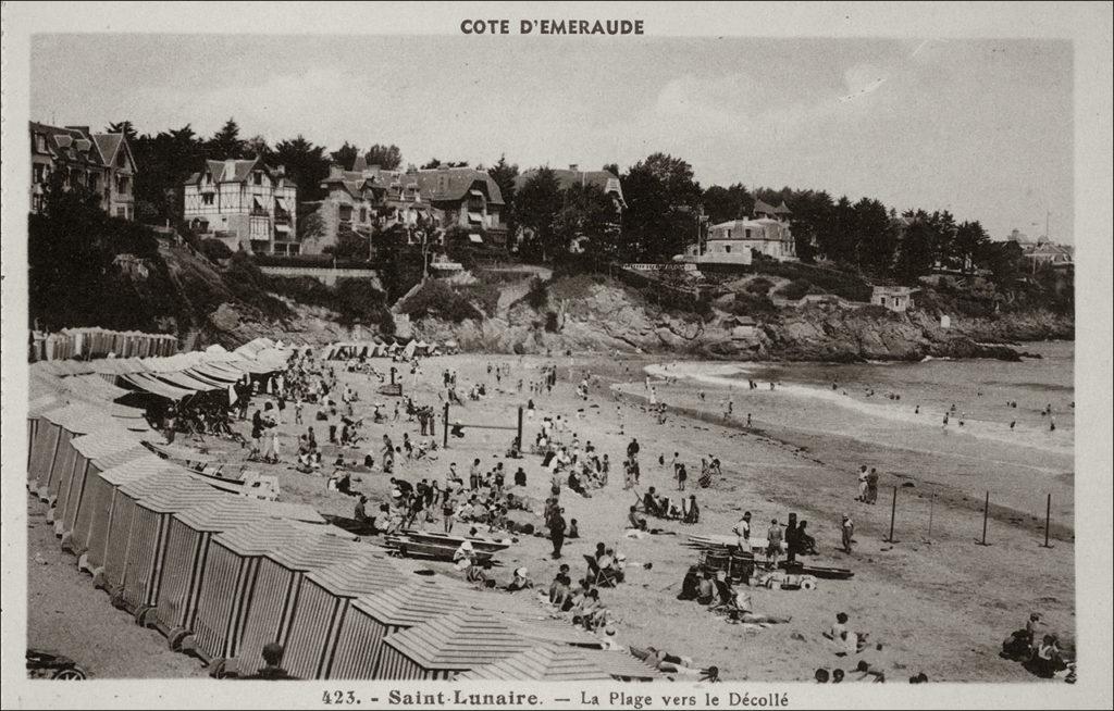 La plage vers le Décollé sur la commune de Saint-Lunaire au début des années 1900.