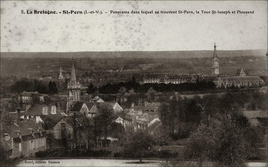 Panorama du bourg de Saint-Pern au début des années 1900.