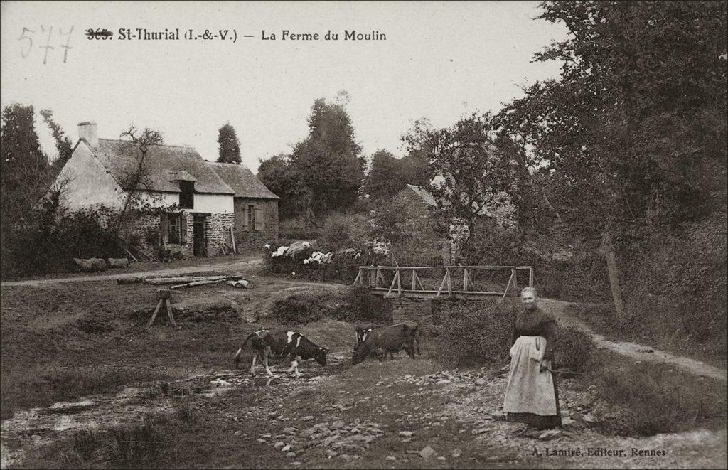 La ferme du Moulin sur la commune de Saint-Thurial au début des années 1900.