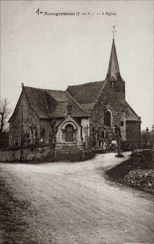 L'église Saint-Martin dans le bourg de Montgermont au début des années 1900.
