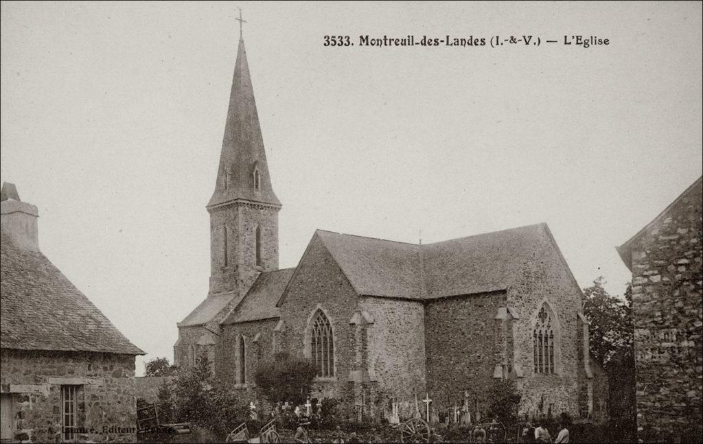 L'église Notre-Dame sur la commune de Montreuil-des-Landes au début des années 1900.