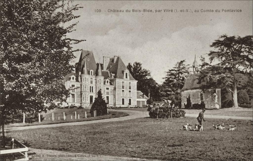 Le château du Bois Bide sur la commune de Pocé-les-Bois au début des années 1900.