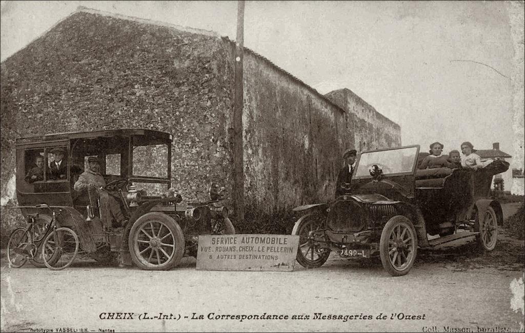 Un garage automobile dans le bourg de Cheix-en-Retz dans les années 1900.