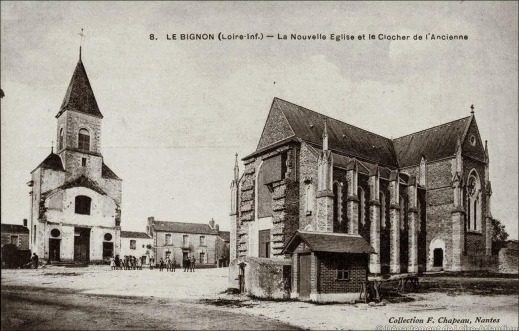 La nouvelle église du bourg de Le Bignon dans les années 1900.