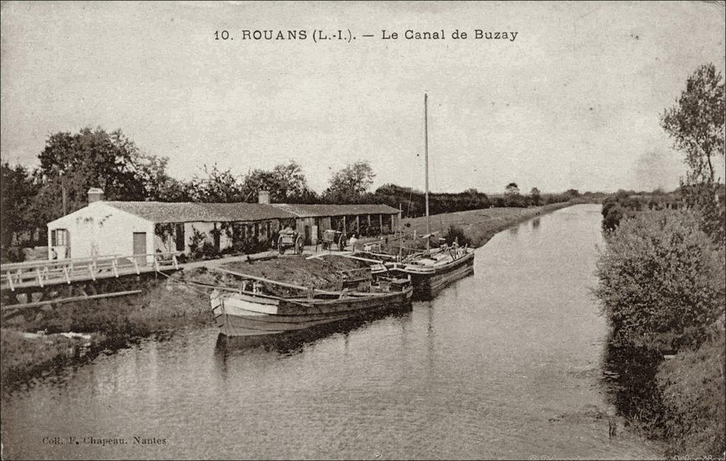 Le canal de Buzay sur la commune de Rouans dans les années 1900.