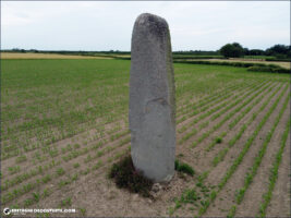 Le menhir de Saint-Gonvarc'h sur la commune de Landunvez dans le Finistère.