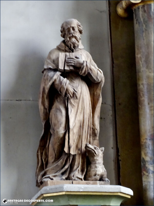 La statue de Saint-Hervé dans l'église de Plouguin.