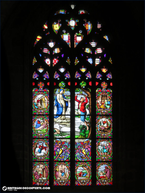 Vitrail de Salaün ar Foll dans la basilique du Folgoët.