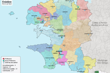 Carte des cantons du département du Finistère (29)