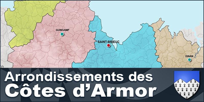 Carte des arrondissements des Côtes d'Armor