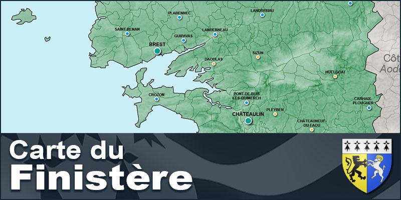 Carte du département du Finistère en Bretagne