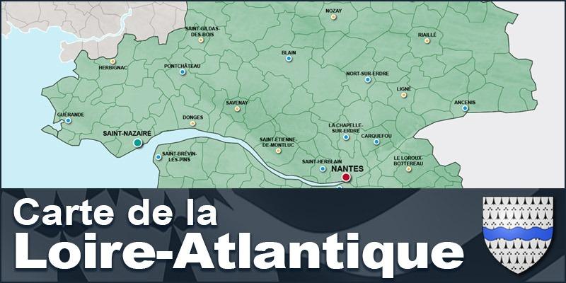 Carte du département de Loire-Atlantique (44) en Bretagne.