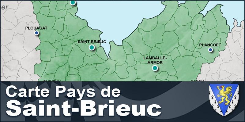 Carte du pays historique de Saint-Brieuc en Bretagne.