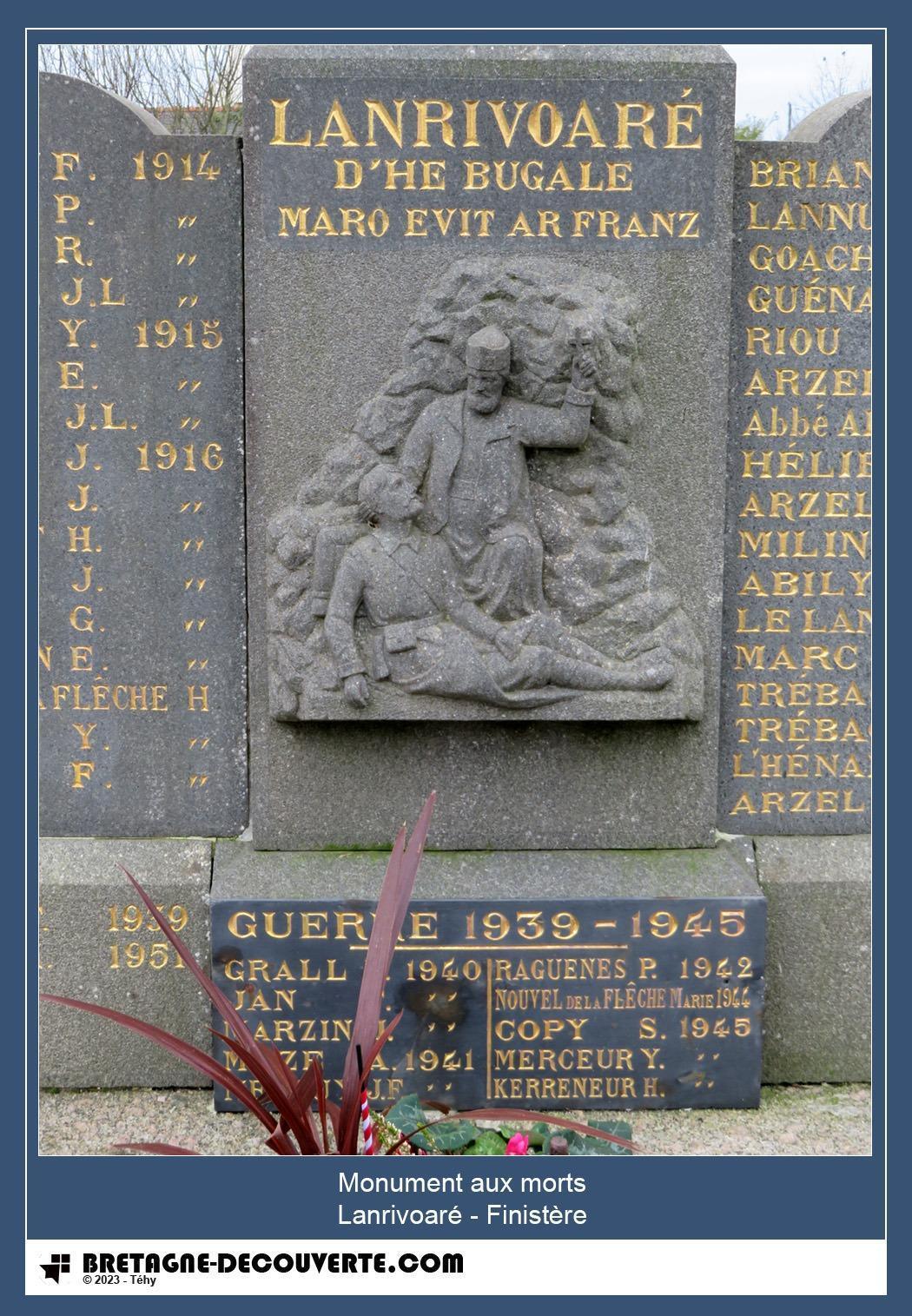 Les noms gravés sur le monument aux morts de Lanrivoaré