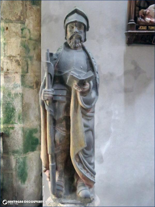 Statue de saint Tindic dans l'église Saint-Jérôme de Cast.