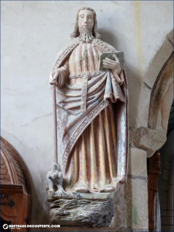 Statue de saint Tugen dans l'église de Cast.