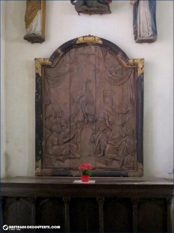 Le retable de la Pentecôte dans l'église Notre-Dame-de-l'Assomption à Cleden-Poher dans le Finistère.