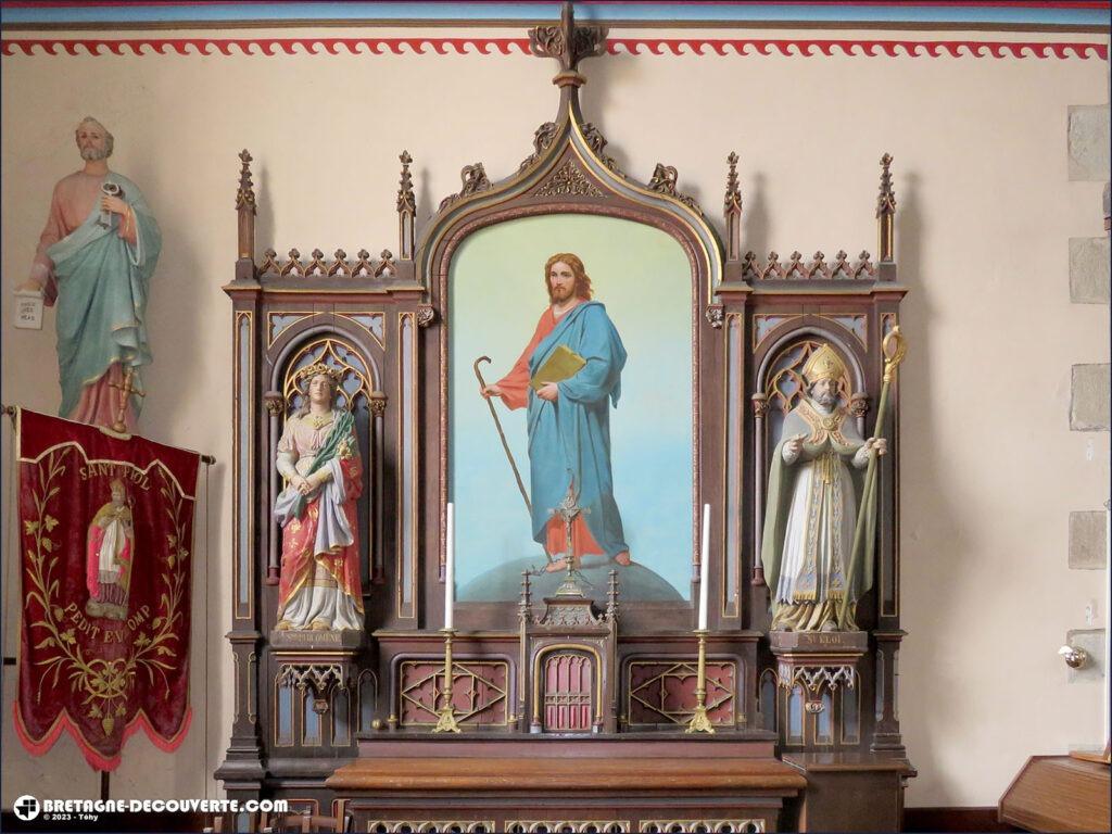 Le retable de saint Pierre dans l'église de Tréglonou.