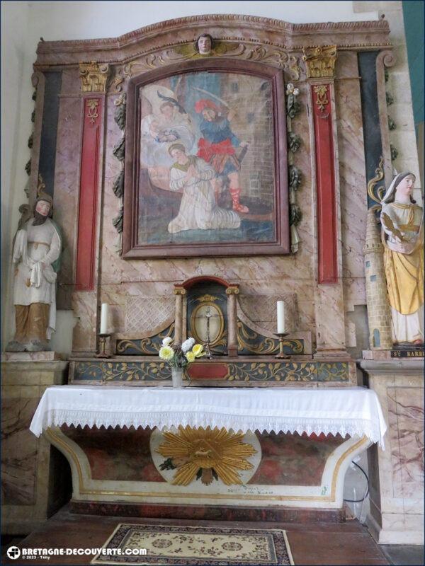 Le retables de sainte Barbe dans l'église de Guerlesquin.