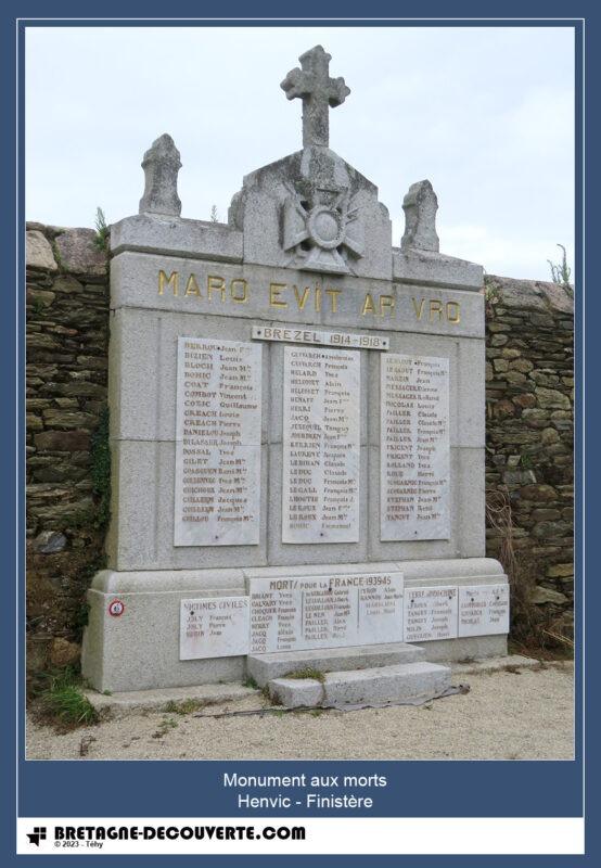 Le monument aux morts de la commune de Henvic.