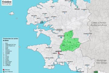 Carte du canton de Briec dans le Finistère.
