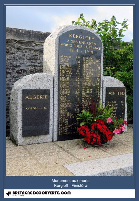 Le monument aux morts de la commune de Kergloff.
