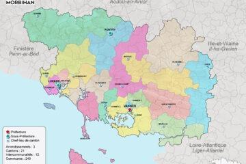 Carte des cantons du département du Morbihan