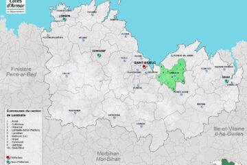 Carte du canton de Lamballe dans les Côtes d'Armor